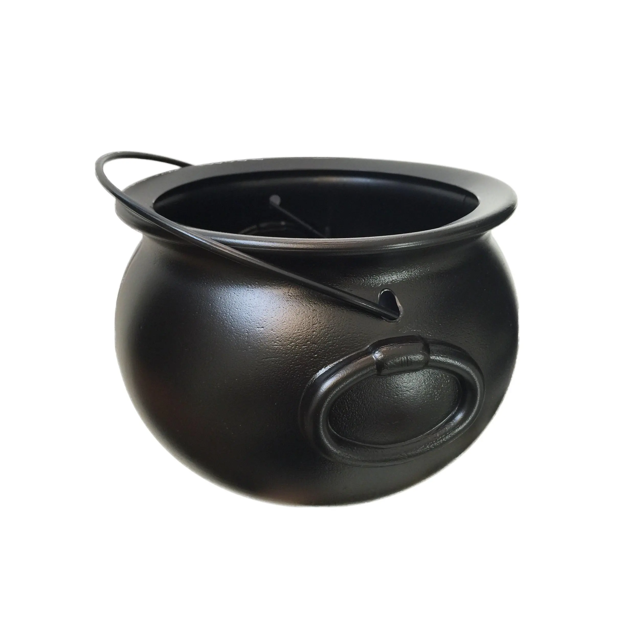 8" Black Cauldron Bucket - Candy Bowl  Trick Or St. Patrick's Pot Of Decor Witch Kettle For Party Supplies