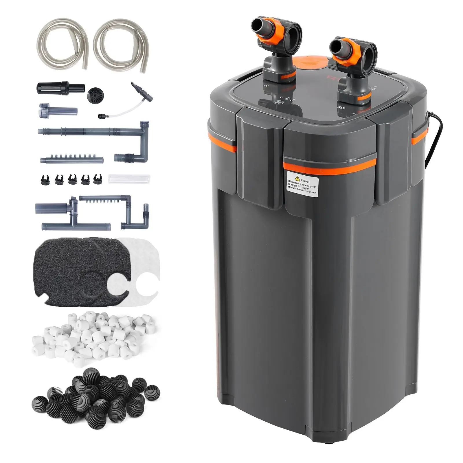 Aquarium Canister Filter 264 GPH, 3-Stage Filtration System for 75-Gallon Tanks, Ultra-Quiet Submersible Power Filter with UV Protection And Sterilization, Multi-Function Water Pump For Freshwater And Saltwater Fish Tanks, 11W