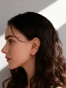 Elegant French Vintage Three-Layer Ear Cuff, Brass Material, Adjustable Design, No Piercing, Perfect for Daily Wear & Special Occasions