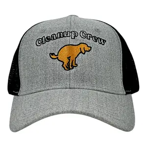 Cleanup Crew Hat Funny Sarcastic Pooping Dog Graphic Novelty Cap Funny Hats Adult Humor  Funny Dog  Novelty Caps for Men Grey Black Standard