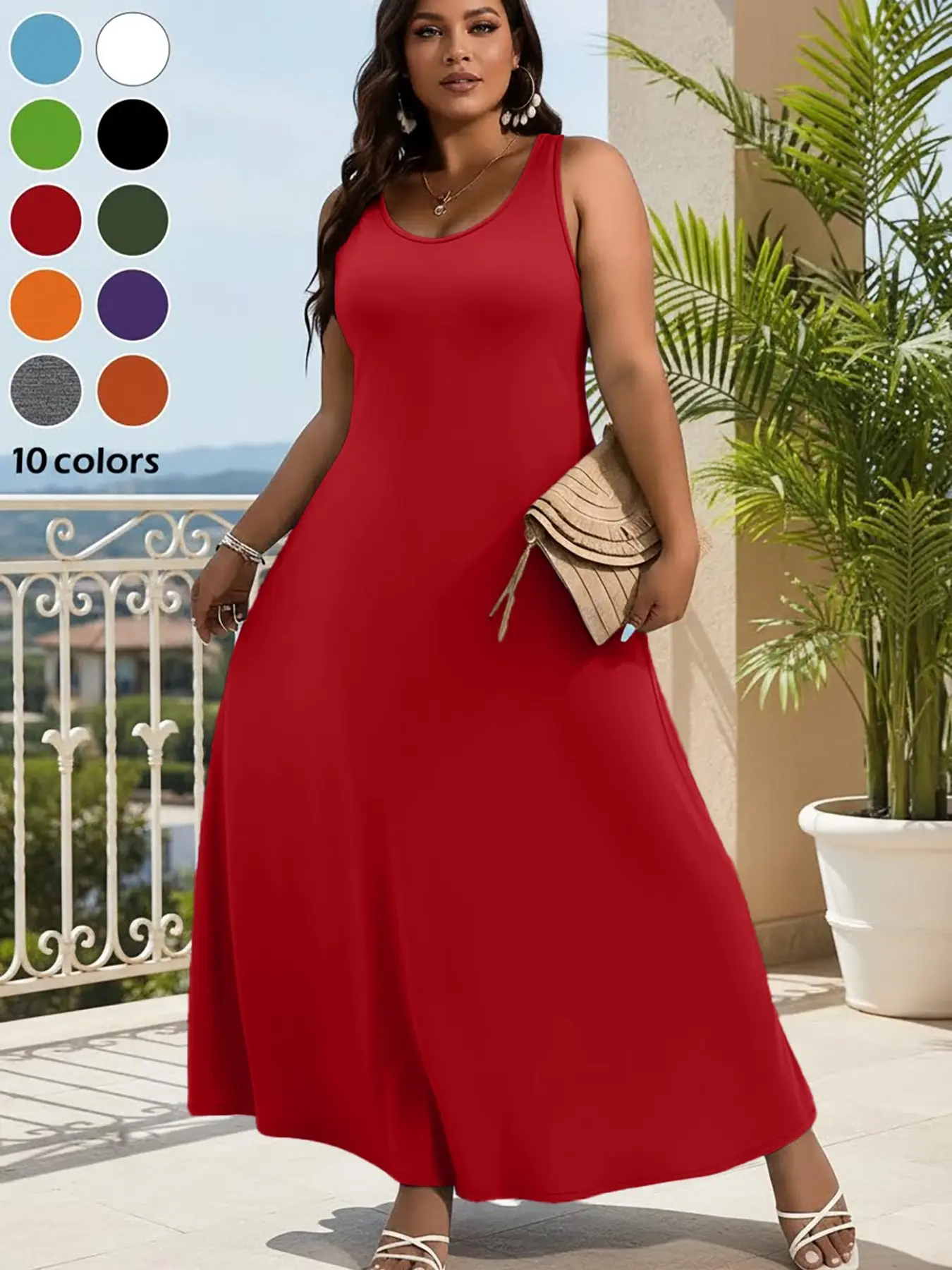 Plus Size Women's Summer Solid Round Neck Sleeveless Backless Dress Womenswear, 10 Colors Available, Beach Style Casual Daily Wear - TikTok Shop Plus Size Women's Summer Solid Round Neck Sleeveless Backless Dress Womenswear, 10 Colors Available, Beach Style Casual Daily Wear - TikTok Shop