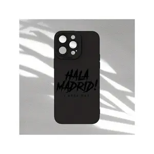 Black Background "HALA MADRID" Text Design, Hot-Selling Creative Cartoon Pattern, Black Angel Eyes Matte TPU Phone Case Compatible With IPhone 11,12, 13, 14, 15, 16,17 PIUS, Pro, And Promax, Including Pro And Pro Max