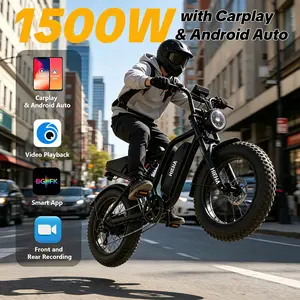 【Hieha】 2026 Upgraded Smart Electric Bike: 1500W Peak Motor & 48V 15Ah Battery. 20" Fat Tire All-Terrain E-Bike with Front & Rear Dash Cam, CarPlay Display & App Control& Professional UL Certified Commuter Bike.