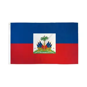 Haiti Flag 2x3ft Poly with Header Tape and 2 Metal Grommets Dye-Sublimated Bold Colors Double-Stitched Edges
