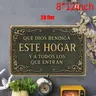 8-in x 12-in Cast Iron Decorative Wall Plaque Sign, Spanish "God Bless This Home" Vintage Plaque Decoration, Flat Decorative Sign, Home Accessory for Living Room, Ideal Gift for Friends