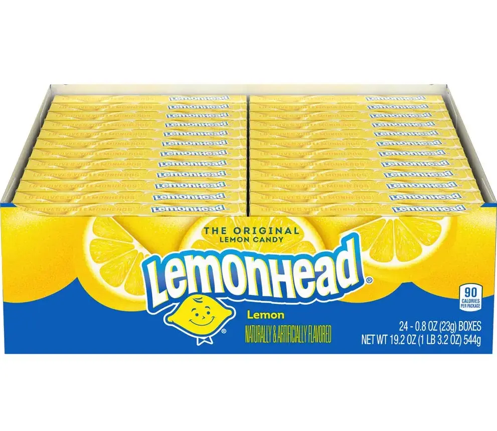 Lemonhead Hard Lemon Candy, 0.8 Ounce Treat-Size Theater Candy Boxes (Pack of 24) Snack Candies Sweet