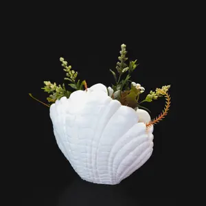 Shell Vase - White Plastic Shell Design with Natural Look, Perfect for Home Decor