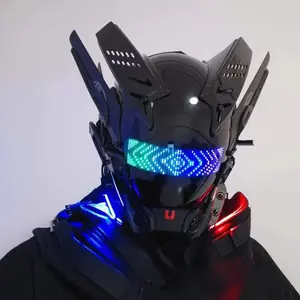 Cyberpunk Mask Cosplay Men's Tech-Style Motorcycle Mechanical Iron Man Suit Helmet Personality Modular Dual Visor Motorcycle Helmet