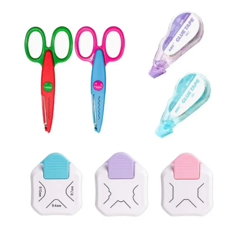 Handmade 7-Piece Sewing Tool Kit - 3-in-1 Corner Cutter, Lace Scissors, Dot Glue - Safe, Easy to Use - Scrapbook Supplies for Students, Classroom Craft & DIY Projects