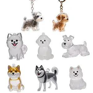 Kawaii Look Pet Fur Hair Storage Container, Clear Transparent Capsule Toy Acrylic Resin Pendant, DIY Acrylic Keychain Set with Glitter Cute White Figure for Cat Dog Lovers to Keep Pets Close