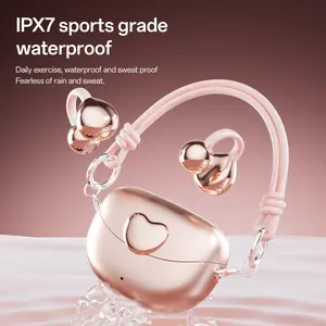 Chengruida M106 Heart shaped bag style headphones.Comfortable Open Ear Clip Wireless Earbuds, Bass Boost Noise Reduction Bluetooth Headphones for Sleep & Daily Use