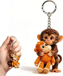 2026 Protect Punch The Monkey Keychain, Baby Monkey Charm, Cute Monkeys Hugging Keychains Animal Bag Charm for Backpack Key