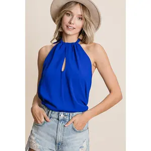 BiBi Air Flow Woven Key Hole Front Detailed Halter