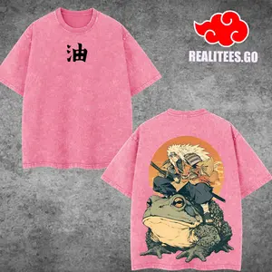 [realitees.go] Jiraiya Naruto Anime Double Printed Vintage Washed Tee Unisex Oversize Anime Manga Washed Heavyweight Cotton T-shirt Gift For Anime Fan Anime Lover aot