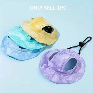 1pc Pet Sun Hat - Breathable, Comfortable, UV Protection, Suitable for Puppies And Cats, Adjustable Strap