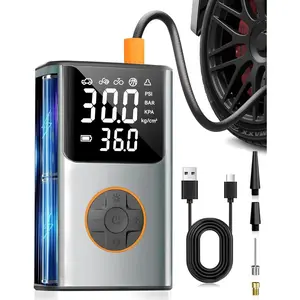 Tire Inflator Portable Air Compressor, Bike Pump, 150PSI Air Pump for Car Tires with LCD Dual Screen and Digital Tire Pressure Gauge, Air Compressor for Bicycle, Motorcycle, Compact Car, Ball