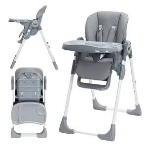 Baby high chair, multifunctional, height and tilt adjustable, foldable, suitable for infants and toddlers, comes with a removable tray, easy to clean.