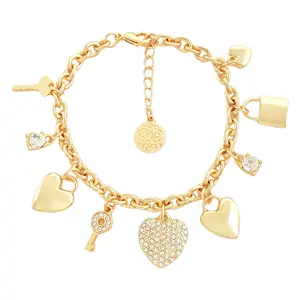 Love Lock Bracelet Unique Jewelry Inlaid with Water Diamond Peach Heart for Women