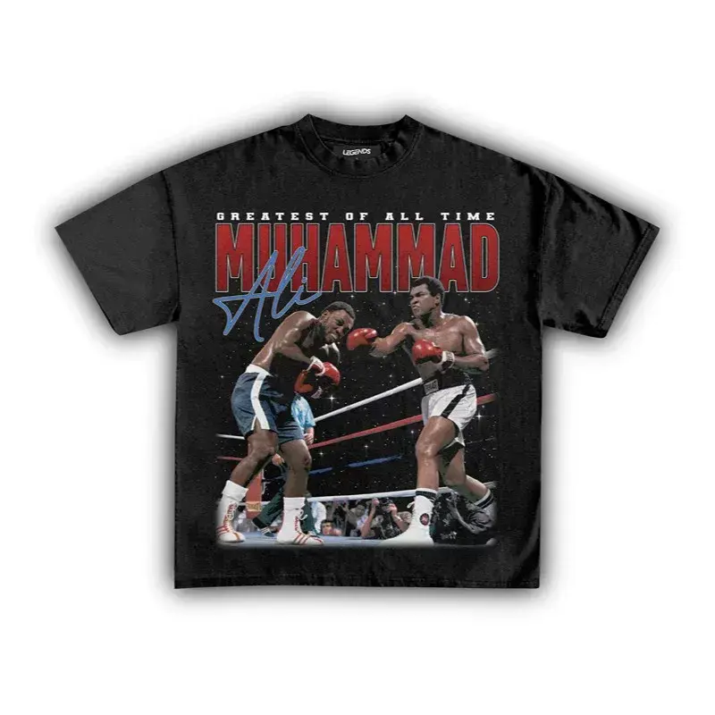 Muhammad Ali GOAT Boxing T-Shirt Oversized Graphic Cotton Tee Greatest Of All Time Men Women Vintage Fight Merch Fan Wear