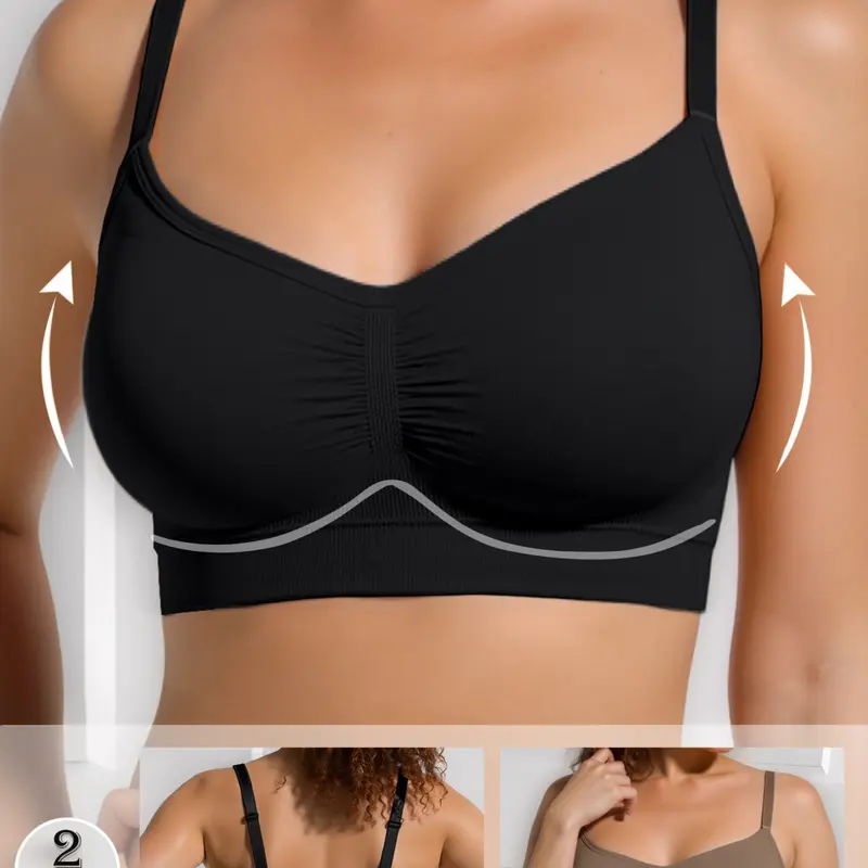 USA & Europe Sporty Bra Set, Comfortable Wirefree Bralette for Max Support, Soft Moisture-Wicking Daily & Workout Wear, Supportive Sports Bra, Wireless Sports Bras, Sports Bra Pack