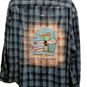 Reworked book and coffee flannel shirt