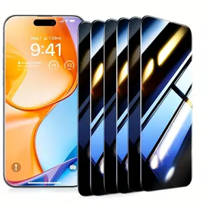 5-piece suit for iPhone 16 16E 15 14 13 Plus Pro Max privacy screen protection film anti-spy tempered glass film. Protector Installation