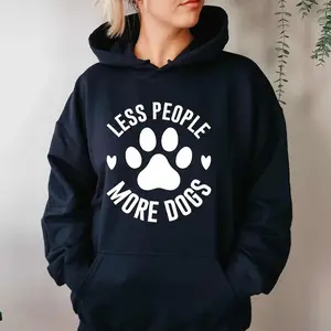 Holafish Womens Less People More Dogs Funny Slogan Hoodie a Comfortable Fleece Lined Unisex Sweatshirt and Perfect Pet Lover Gift