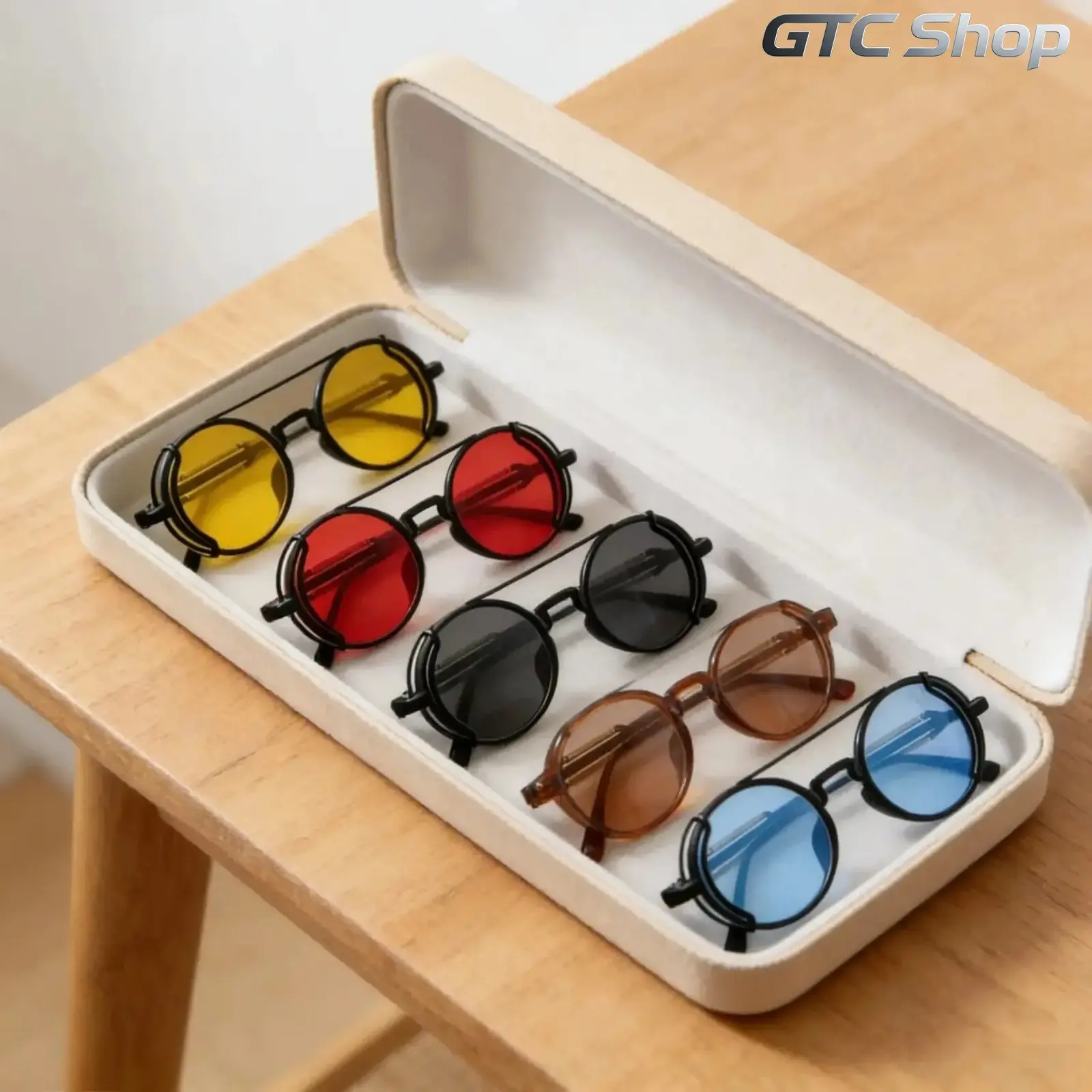 5-Pack Gothic Steampunk Round Sunglasses for Men & Women, Retro PC Frame Luxury Designer High Quality Fashion Eyewear