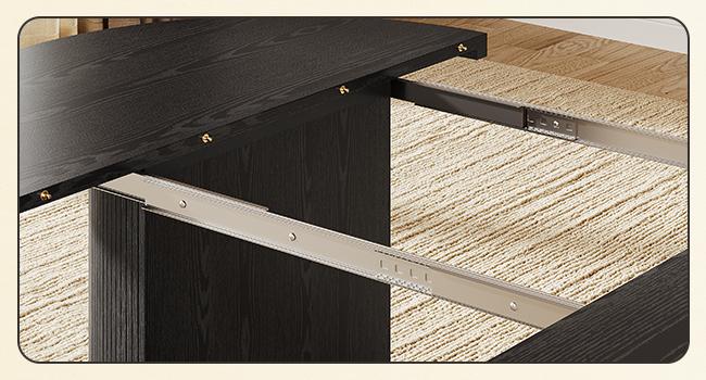 【BackToSchool】ONBRILL 41-78 Inch Extendable Dining Table for 4-8, Gorgeous Fluted Expandable Kitchen Table with Storage, 2 Leaf, Mid Century Modern Oval Dinner Tables for Dining Room, Kitchen, Living Room BackToSchool