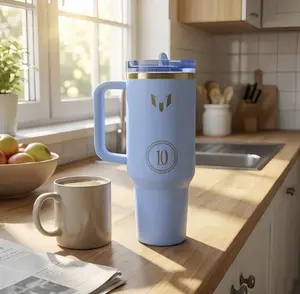 Stan 40oz Stainless Steel Insulated Tumbler With Stylish Double-V Line Design, Handle & Straw – Long-Lasting Hot & Cold Retention For Home, Office, Travel, And Car – Ideal Gift Choice  Drinkware Flasks Mug Bottles Bottled Portable  Water Bottles