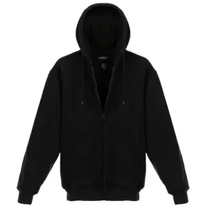 Gioberti Men's Heavyweight Faux Shearling Lined Fleece Hoodie Jacket, Black B, X Large