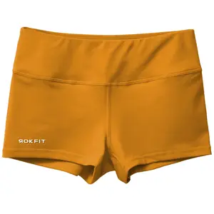 RokFit 2.5" Booty Short - Gold, Athletic Fitted Body-Contouring Shorts with Moisture-Wicking 85% Nylon 15% Spandex, Double-Layered Crotch Gusset for Comfort