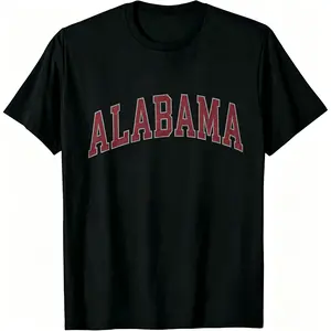 Retro Alabama State Pride T-Shirt, Trendy Maroon Arch Logo Tee, Casual Streetwear Crewneck, Perfect for Alabama Fans & Game Day