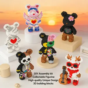 Multicolor Surprise Gift Bear 3D Puzzle Building Blocks Decoration, Home Office Bookshelf Decor, Party Living Room TV Stand Display, Colorful Blocks Puzzle