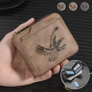 Men's Wallet Vintage Embossed Eagle Short Wallets with Multi-Slot Card Holders, Business Fashion Accessory for Work & Daily Use Gift for Fathertherday Husband