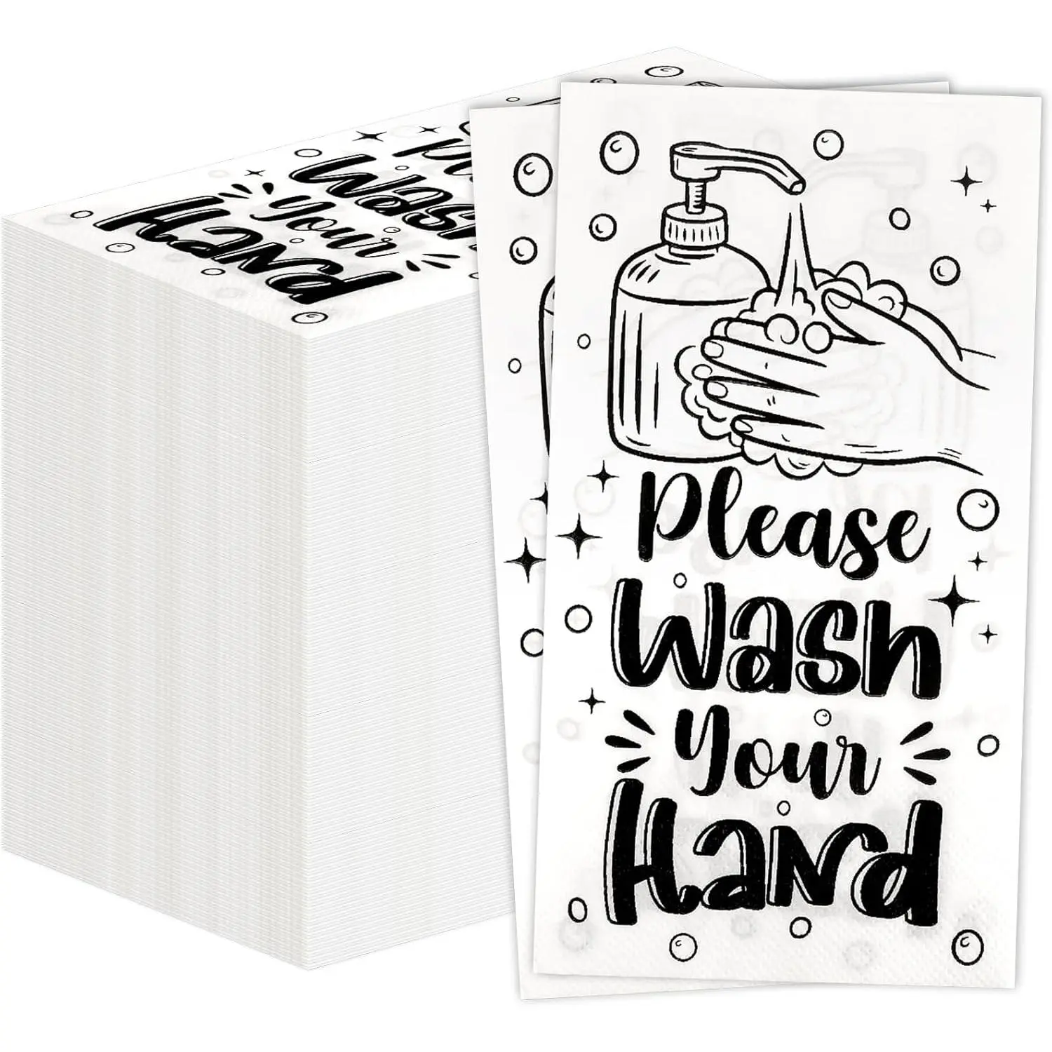 100-Count Bulk Pack High-Quality Paper Disposable Napkins - 7.87x4.33in Soft Ink Printed, Fade-Resistant, Vivid Design, Hand Wash Art, Party Supply Disposable Products for Wedding Home Tableware, Guest Washroom Hand Towels