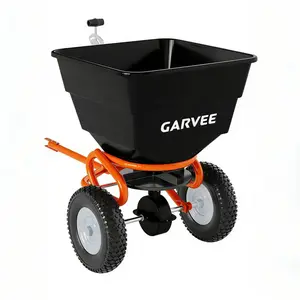 [FLASH SALE] Garvee 130 lb Tow-Behind Broadcast Spreader, Pull-Behind Lawn Seeder & Fertilizer Spreader with 10" Pneumatic Tires, Adjustable Flow Control for ATV, Tractor, Seed, Salt & Ice Melt, Red/Black,  Black & Orange