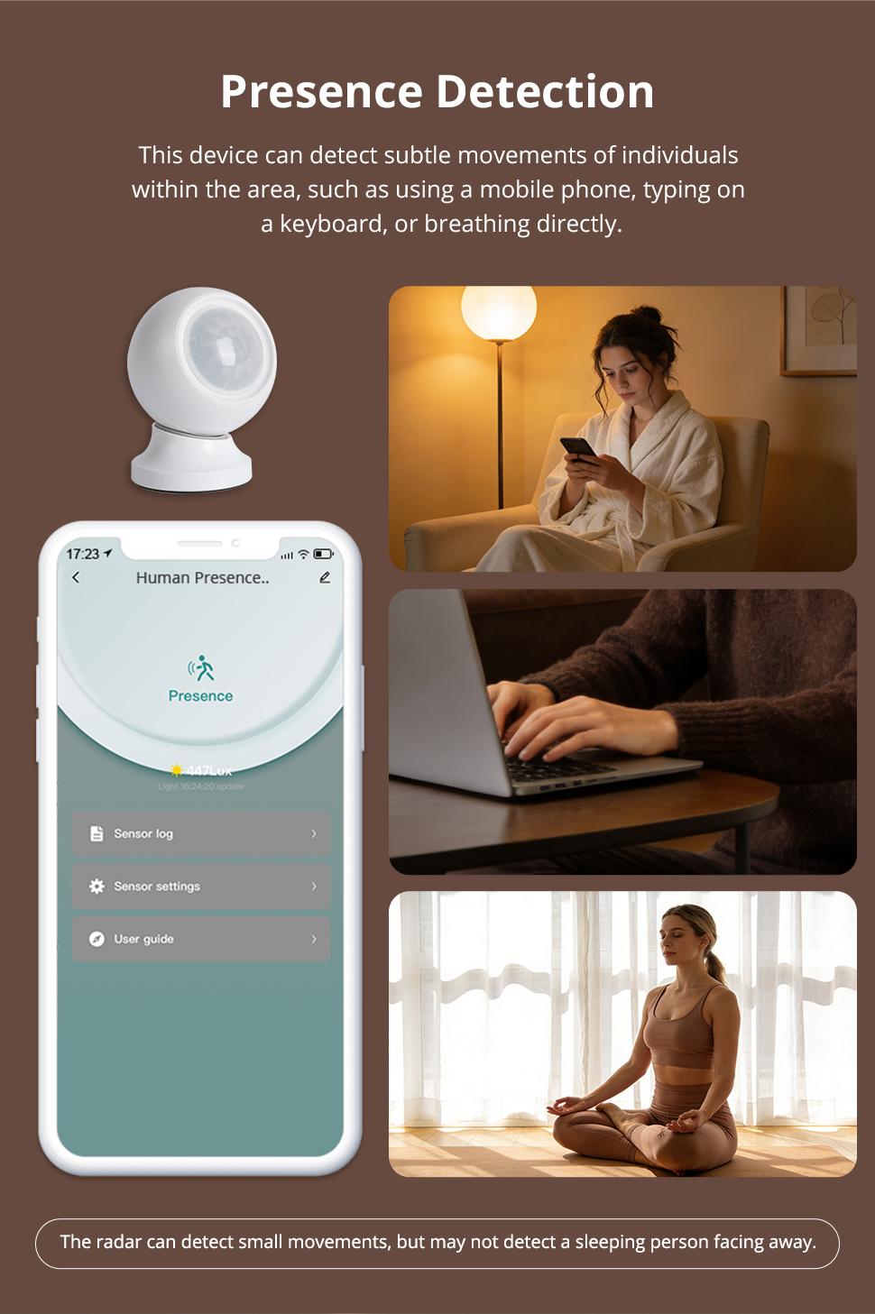 Zemismart Zigbee Human Presence Sensor Battery Version Sensor Smart Body Detector Home Security System works with Tuya