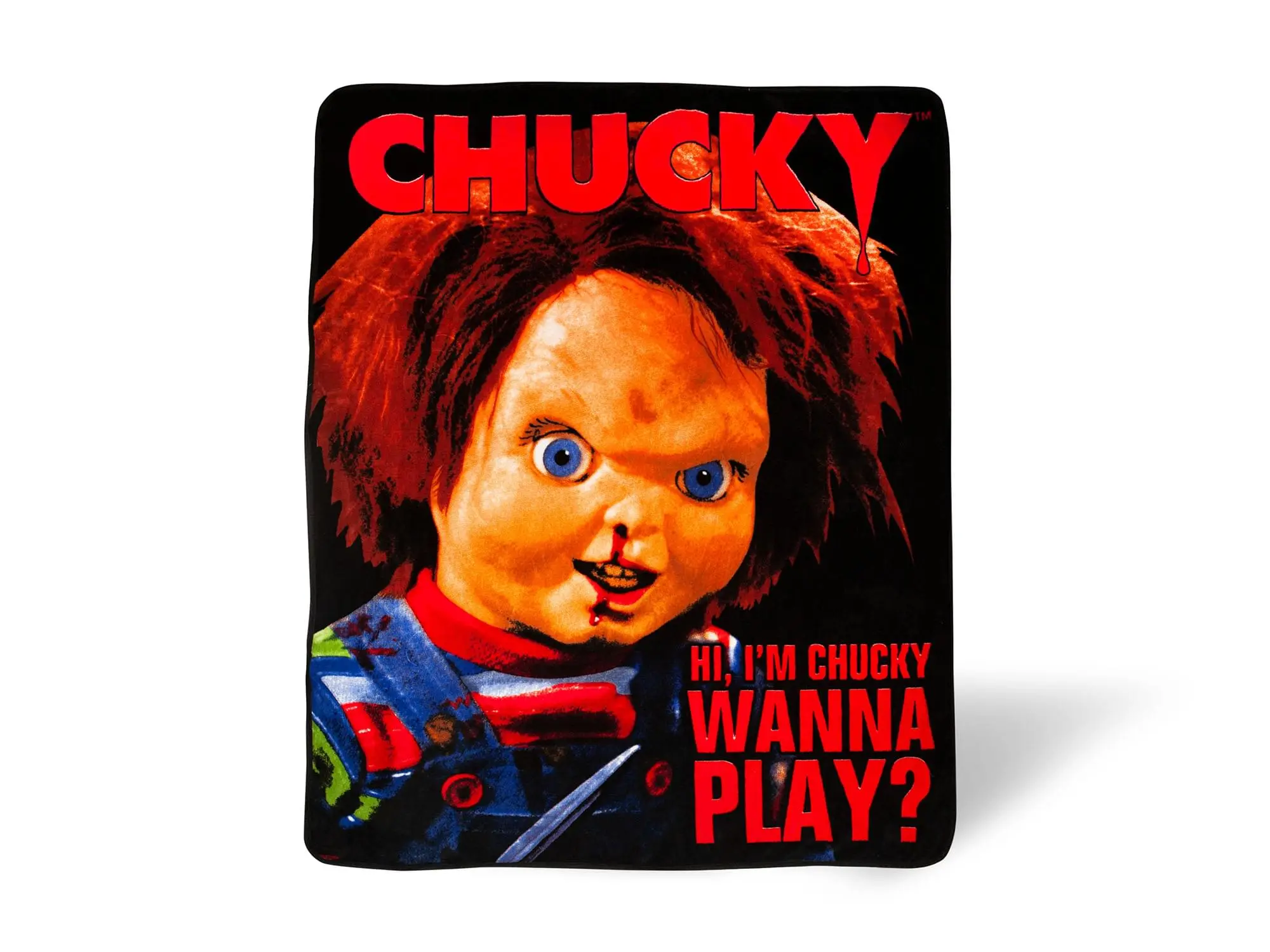 Child's Play Chucky "Wanna Play" Fleece Throw Blanket | 50 x 60 Inches Child's Play Chucky "Wanna Play" Fleece Throw Blanket | 50 x 60 Inches