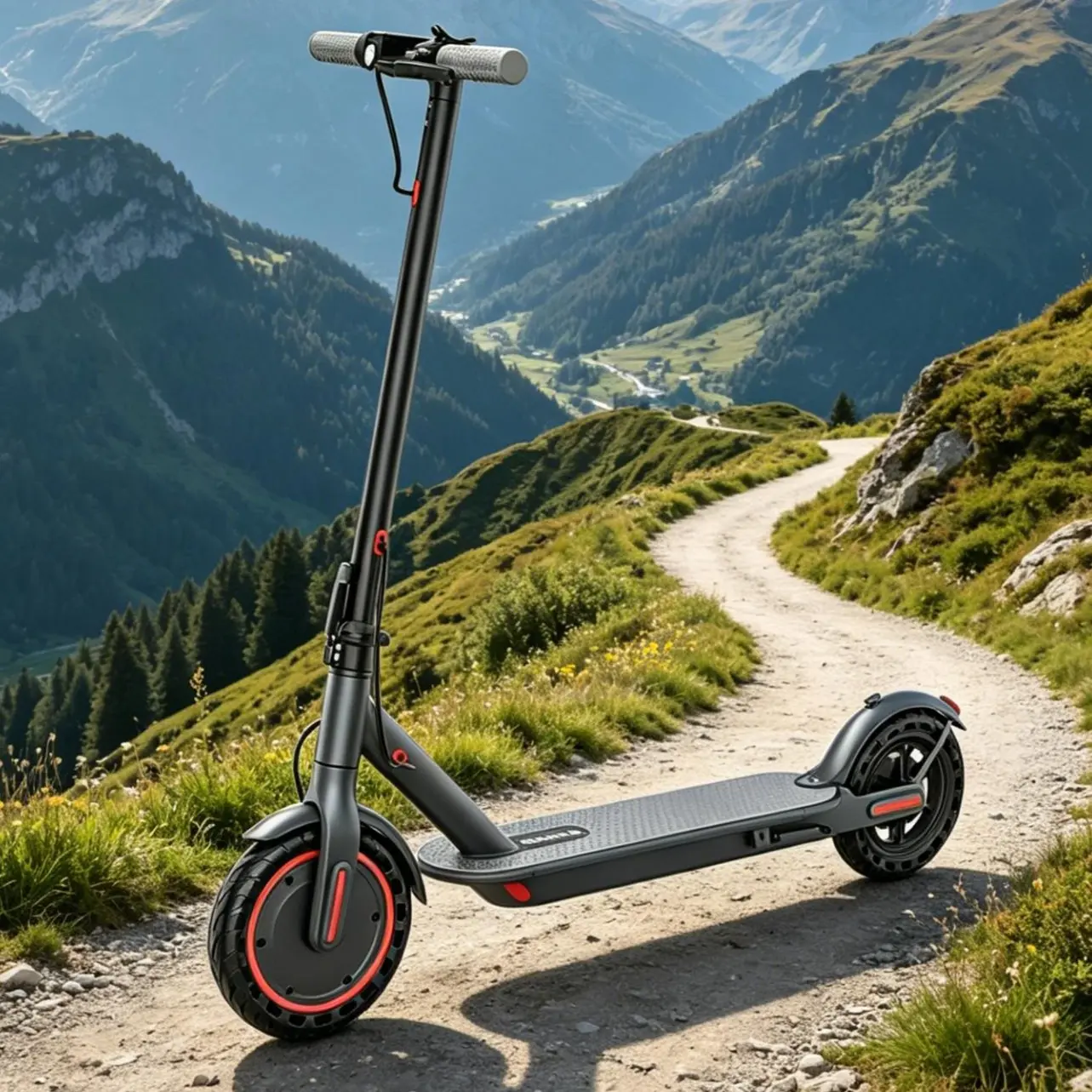 Electric Scooter for Adults, 8.5" Solid Tires, 350W Motor, Up to 19MPH, Long-Range Design, Portable Commuter Scooter with Double Brakes & APP