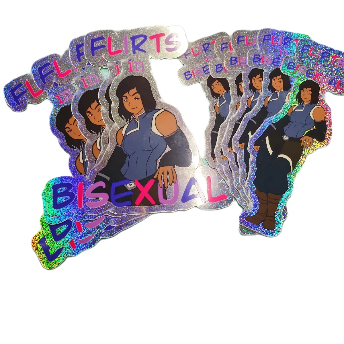 Korra flirts in bisexual holographic sticker Waterproof Outdoors Decorative Decor
