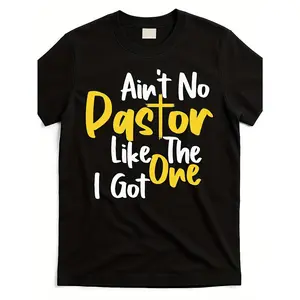 [100% Cotton] 100% CottonHumorous Clergy Clothing - There'S No Pastor Quite Like Mine Christian T-Shirt - Soft And Airy Tee - Black Shirt Featuring Yellow & White Text - Lightweight Crew Neck Regular Fit - Gifts for Pastors And Congregation - Unisex Faith