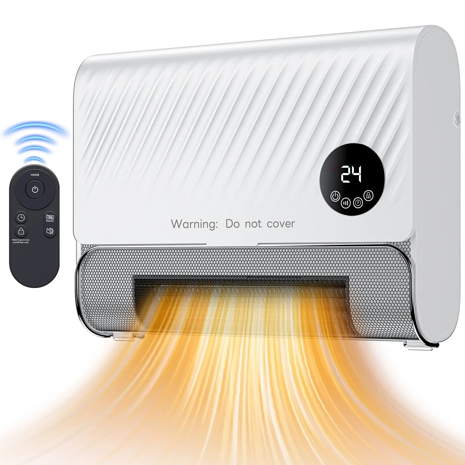 1500W Smart Wall-Mounted Panel Heater - Home Appliances, 1500w Power Compact Form Fast Heating Electric Space Heater with Remote Control, 3 Fan Speeds, Adjustable Heating, Overheat Shut-Off for Bedroom, Office