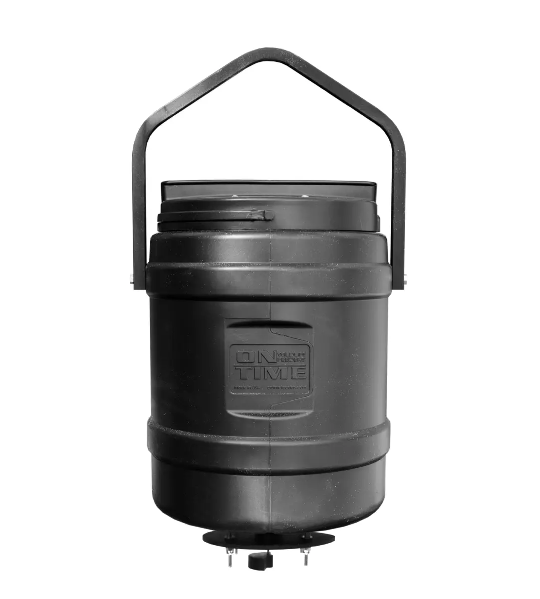 212 MAIN Adjustable 10 gal Shakedown Bird Feeder - Black, Patent-Pending On Time Feeder 74000, Deer-Resistant, Battery Powered, 11 lbs Capacity, Extremely Quiet Operation, Detachable Feeding Tray, Frequency Vibration Technology