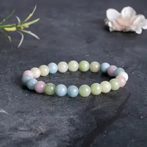 Natural Morganite 8mm Beads Healing Heart Charka Meditation Stretchy Women Men Crystal 7'' Handmade Bracelet Gifts