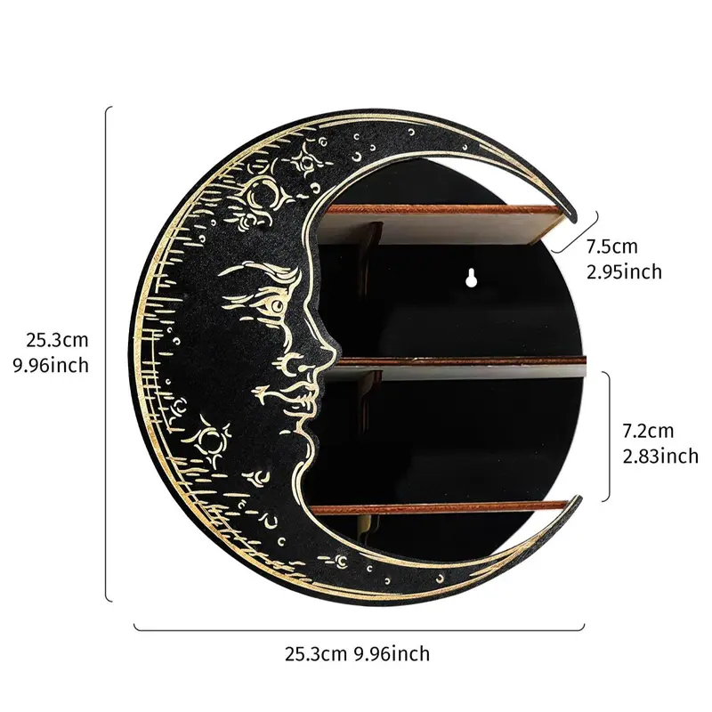 Moon Design Wall Rack for Room Decor, 1 Count Creative Home Decor Wooden Shelf for Ornaments Display, Wall Mounted Storage Rack, Hanging Wall Decor, Wall Mounted Organizer, Wall Shelf Unit, Decorating, Decoration