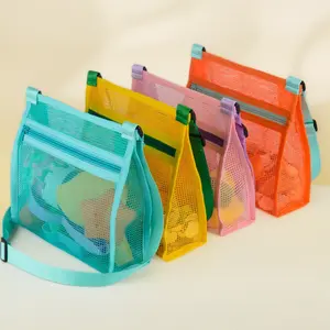 4 Pack Mesh Beach Shell Collecting Bags, Sand Sifting Bags for Picking Up Shells, Kids Beach Toy & Swimming Accessories for Boys & Girls