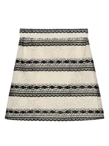 Elegant Hollow Out Lace High Waist Skirt, Summer Fashion Striped Half Body Dress, Stylish Young Look, Perfect for Casual Wear