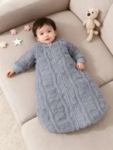 Autumn Winter Baby Boy Cute Bear Baptism Gift Robe, Soft Warm Loose Newborn Clothing, Infant Toddler Clothes, Hidden Dual Zipper Christmas Halloween Present
