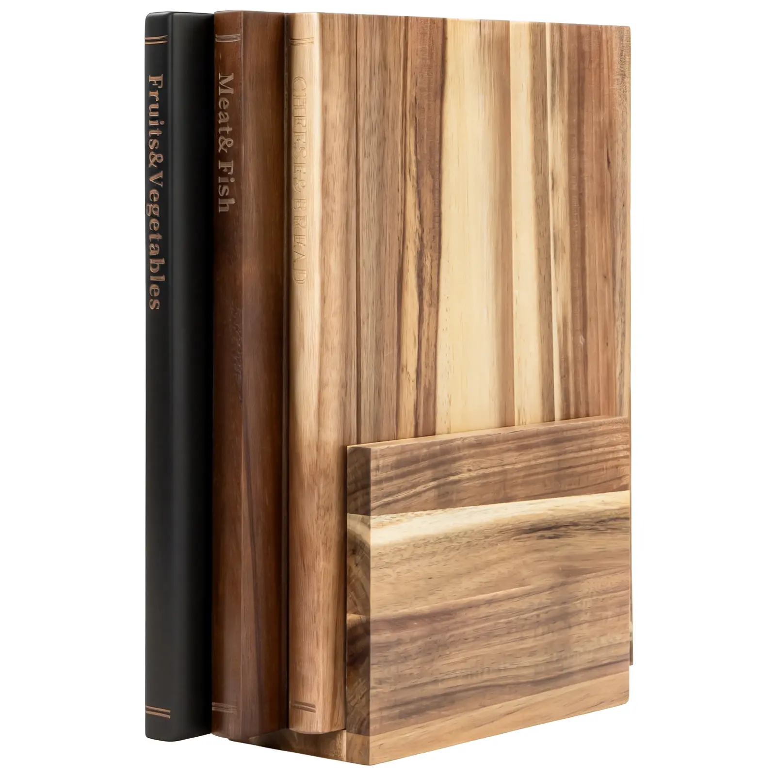 WELSTEEPSE Book Style Acacia Wood Cutting Board, Space Saving Vertical Chopping Board for premium Kitchen, Wooden Cutting Board Library Decor, Handmade Serving Board for Cheese, Bread, Meat & Gifts Knives Sturdy Stylish Traditional